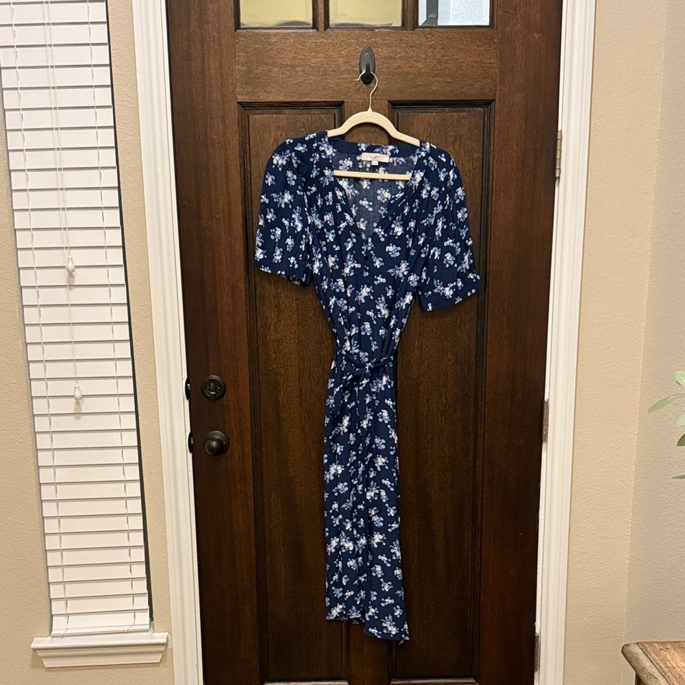 LOFT Navy Floral Maxi Dress